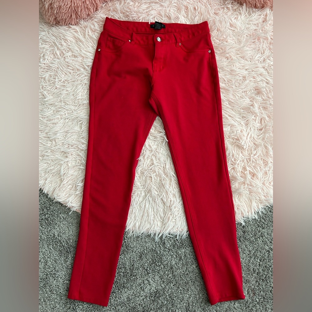 Ci Sono Crimson Elastic Stretch Mid Rise Skinny Jeggings